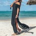 Women Chiffon Summer Beach Dress Off Shoulder Maxi Dress Holiday Swimwear Cover Up ANJUNIE Black B07H76SJ97